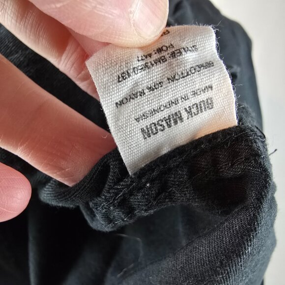 Buck Mason Shirt Mens Medium Black Button Up Long Sleeve Pocket Rayon Casual - Picture 10 of 12